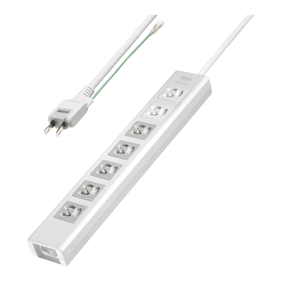 電源タップ (3極タイプ) 抜け止めシャッタータップ (3P・7個口・5m) TAP-F37SH-5KS-サンワサプライ株式会社