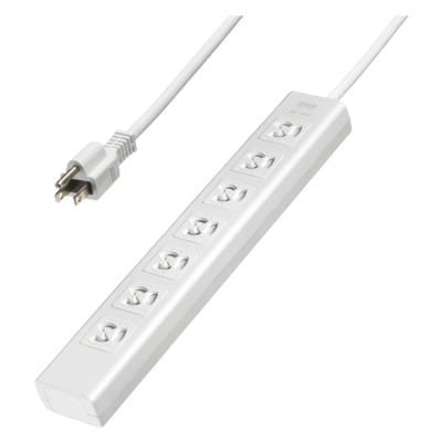 電源タップ (3極タイプ) 抜け止めシャッタータップ (3P・7個口・5m) TAP-F37SH-5R-サンワサプライ株式会社