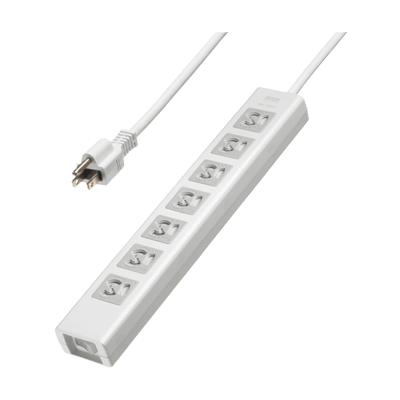 電源タップ (3極タイプ) 抜け止めシャッタータップ (3P・7個口・5m) TAP-F37SH-5Z-サンワサプライ株式会社