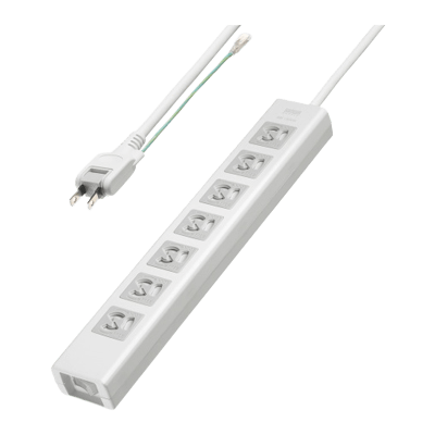 電源タップ (3極タイプ) 抜け止めシャッタータップ (3P・7個口・5m) TAP-F37SH-5ZS-サンワサプライ株式会社