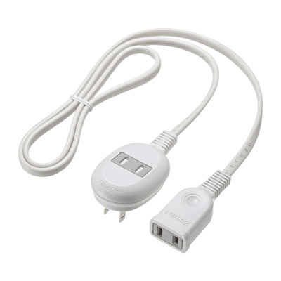 電源延長コード 2Pタイプ プラス1個口延長コード (2P・1個口＋1個口・ホワイト) TAP-B8-1K/3K/5K-サンワサプライ株式会社