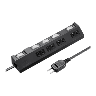 スイッチ付きタップ 節電タップ (2P・4個口) TAP-S29-1BK (W) /2BK (W) /3BK (W)-サンワサプライ株式会社