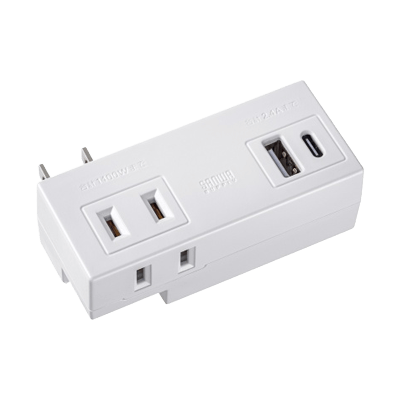 USB充電機能付きタップ モバイルタップ　(AC×2個口＋USB-A×1＋Type-C×1) TAP-MUC1AC2W-サンワサプライ株式会社