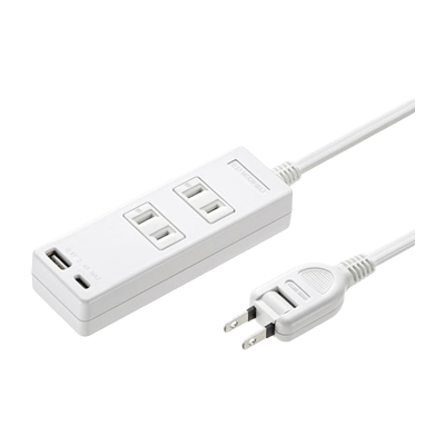 USB充電機能付きタップ Type-C搭載 (2P・2個口・2m) TAP-B101UC-2W-サンワサプライ株式会社