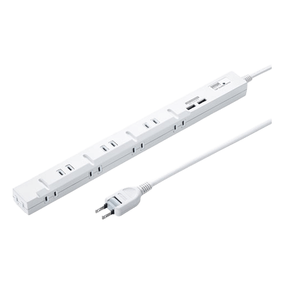 USB充電機能付きスリムタップ (2P・8個口) TAP-SLIM8U-1/2/3-サンワサプライ株式会社