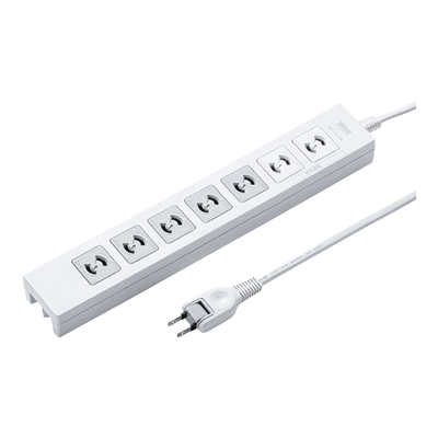 雷ガード 電源タップ (2極抜け止めタイプ・7個口) TAP-F27-2KP/5KP-サンワサプライ株式会社