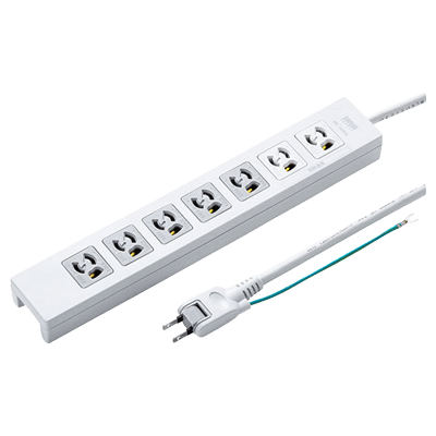 雷ガード 電源タップ (3極抜け止めタイプ・7個口) TAP-F37-2KSRP/5KSRP-サンワサプライ株式会社