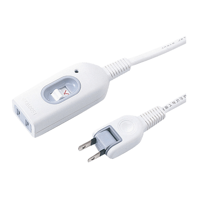 便利タップ 中間スイッチ付延長コード (2P・1個口・ホワイト) TAP-B7-1N/2N-サンワサプライ株式会社