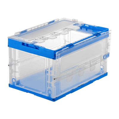 物流用品 折りたたみコンテナ 50リットルふた付き クリア色 CNT-CV50CL-サンワサプライ株式会社