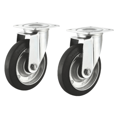 物流用品 汎用キャスター 125mm径 2個セット (フリー) ゴム製 CST-125ER-FRE2-サンワサプライ株式会社