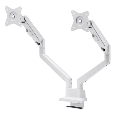 モニターアーム デスク取り付けタイプ 2画面設置 デュアル・ガススプリング式・薄型ショートクランプ・ホワイト CR-LAC2403W-サンワサプライ株式会社