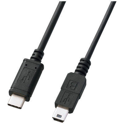 カメラ用アクセサリ ミニUSBケーブル USB2.0 Type-C-miniBケーブル (1m・ブラック) KU-CMB10-サンワサプライ株式会社