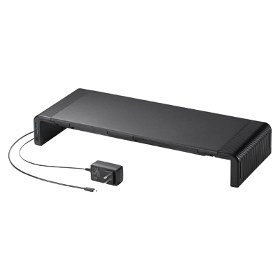 机上ラック・モニタ台・テレビアクセサリ USB Type-C接続ハブ付き机上ラック (ブラック) MR-LC210CHBK-サンワサプライ株式会社
