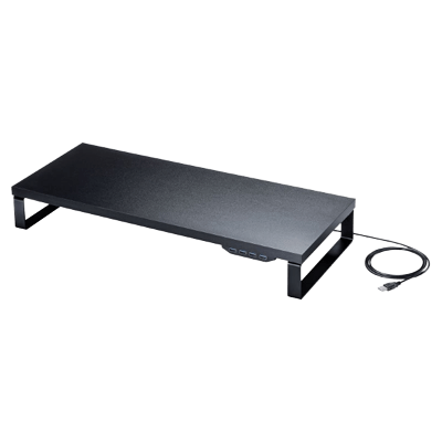 机上ラック・モニタ台・テレビアクセサリ USBハブ付モニター台 (ブラック) MR-LC215BK-サンワサプライ株式会社