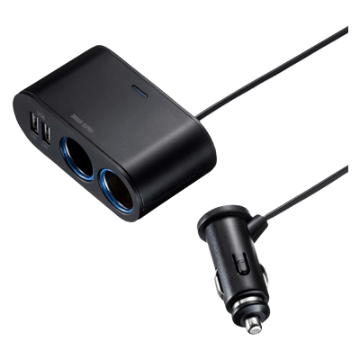 スマートフォンアクセサリ カーチャージャー USBチャージャー付2連ソケット (2ポート・4.8A) CAR-CHR78CUN-サンワサプライ株式会社