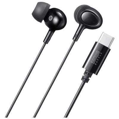 スマートフォンアクセサリ ヘッドセット USB Type-Cイヤホンマイク MM-HSTC04BK-サンワサプライ株式会社