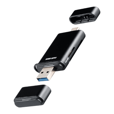 スマートフォンアクセサリ UHS-II対応 USB Type-C ＆ USB-A カードリーダー ADR-5TCMSD3BK-サンワサプライ株式会社