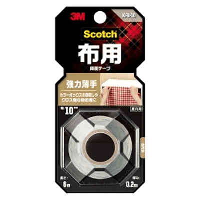 3M (スリーエム) 布用両面テープ 強力薄手 KFB-10 10mm×6m-ながしまや株式会社