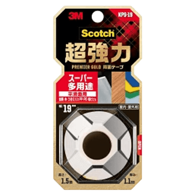 3M (スリーエム) 超強力両面テープ スーパー多用途 (KPS-19) 19mm×1.5m-ながしまや株式会社