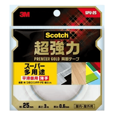 3Mプレミアゴールド スーパー多用途 平滑面用 (SPU-25) 25mm×3M-ながしまや株式会社