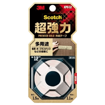 3M スコッチ 超強力両面テープ プレミアムゴールド 多用途 KPG-12 12mm×1.5m-ながしまや株式会社