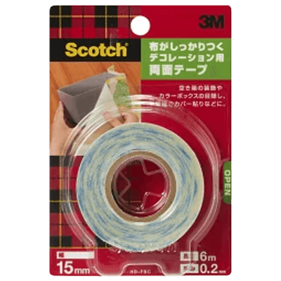 3M スコッチ 布がしっかりつくデコレーション用両面テープ HD-FBC ホワイト 15 mm x 6 m-ながしまや株式会社