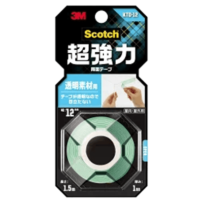 3M (スリーエム) 超強力両面テープ 透明素材用 (KTD-12) 12×1.5m-ながしまや株式会社