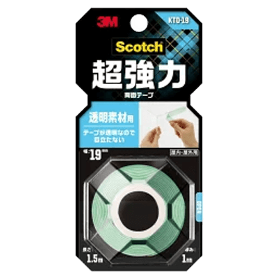 3M (スリーエム) 超強力両面テープ 透明素材用 (KTD-19) 19×1.5m-ながしまや株式会社