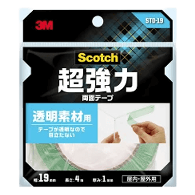 3M (スリーエム) 超強力両面テープ 透明素材用 (STD-19) 19×4m-ながしまや株式会社