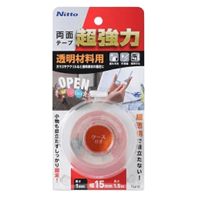 ニトムズ 超強力両面テープ 透明素材用 幅15mm×長さ1.5m T4610-ながしまや株式会社