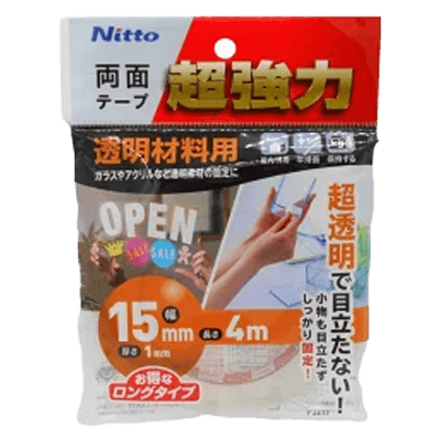 ニトムズ 超強力両面テープ 透明素材用 幅15mm×長さ4m T4612-ながしまや株式会社