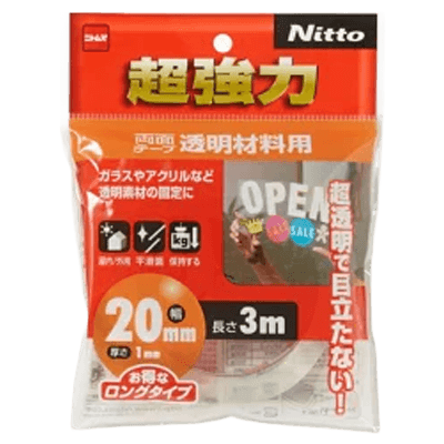 ニトムズ 超強力両面テープ 透明素材用 幅20mm×長さ3m T4613-ながしまや株式会社