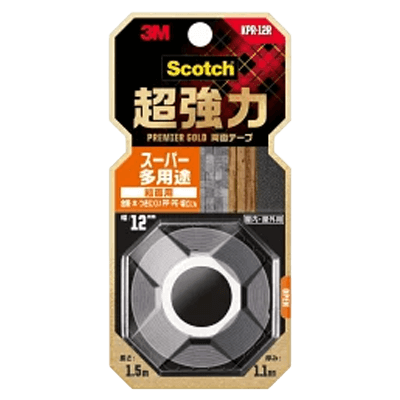 3M (スリーエム) スコッチ 超強力両面テープ プレミアゴールド スーパー多用途 粗面用 KPR-12R-ながしまや株式会社