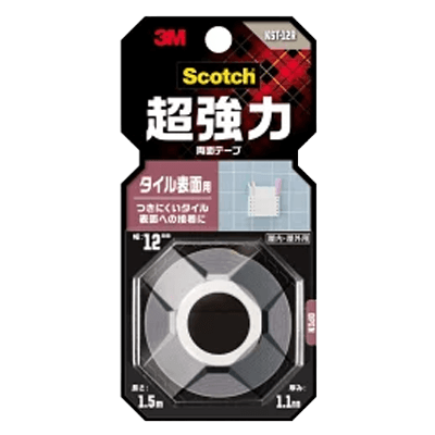 3M スコッチ 超強力両面テープ タイル表面用 幅12mm×長さ1.5m KST-12R-ながしまや株式会社