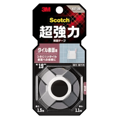 3M スコッチ 超強力両面テープ タイル表面用 幅19mm×長さ1.5m KST-19R-ながしまや株式会社