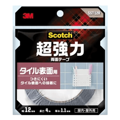 3M 超強力両面テープ タイル表面用 幅12mm×長さ4m SST-12R-ながしまや株式会社