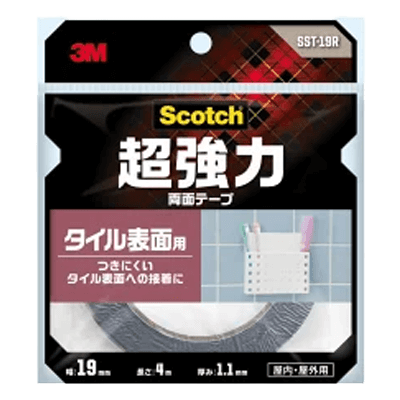 3M 超強力両面テープ タイル表面用 幅19mm×長さ4m SST-19R-ながしまや株式会社