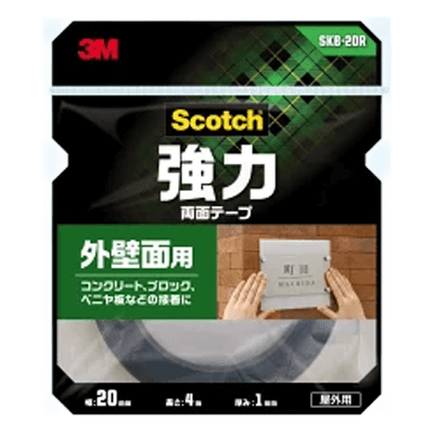 3M 強力両面テープ 外壁面用 幅20mm×長さ4m SKB-20R-ながしまや株式会社