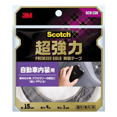 3M 超強力両面テープ プレミアゴールド 自動車内装用 幅15mm×長さ4m SCR-15R-ながしまや株式会社