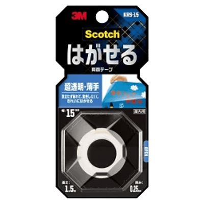 3M (スリーエム) はがせる両面テープ 超透明『薄手』 (KRS-15) 15×1.5m-ながしまや株式会社