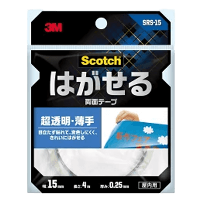 3M (スリーエム) はがせる両面テープ 超透明『薄手』 (SRS-15) 15×4m-ながしまや株式会社