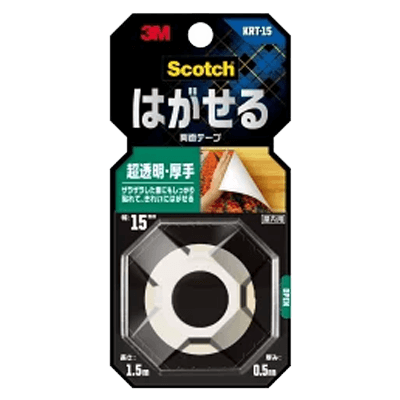 3M (スリーエム) はがせる両面テープ 超透明『厚手』 (KRT-15) 15×1.5m-ながしまや株式会社