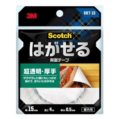 3M (スリーエム) はがせる両面テープ 超透明『厚手』 (SRT-15) 15×4m-ながしまや株式会社
