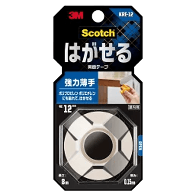 3M はがせる両面テープ 強力薄手 (KRE-12) 12mm×8m-ながしまや株式会社