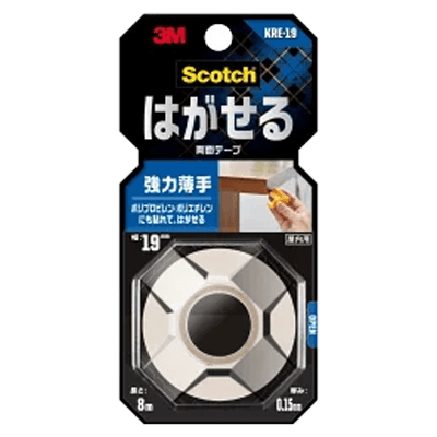 3M はがせる両面テープ 強力薄手 (KRE-19) 19mm×8m-ながしまや株式会社