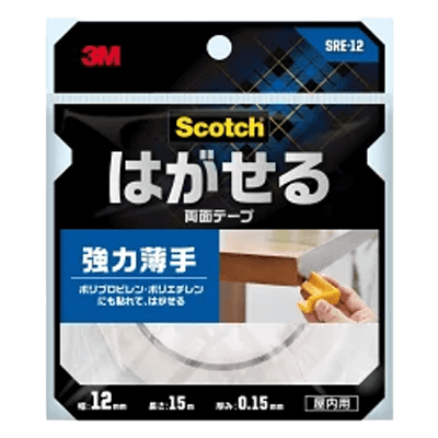3M はがせる両面テープ 強力薄手 (SRE-12) 12mm×15m-ながしまや株式会社