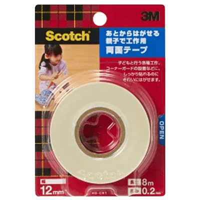 3M スコッチ あとからはがせる親子で工作用両面テープ HD-CRT ホワイト 12mm x 8m-ながしまや株式会社
