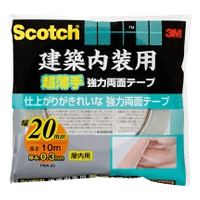 3M (スリーエム) 建築内装用『超薄手』強力両面テープ (PBW-20) 20×10m-ながしまや株式会社