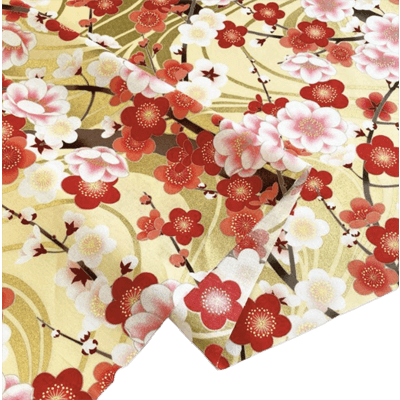 切り売り=1m単位 全3柄 【メール便は3mまで】 Cotton-yuzen綿シーチング金彩プリント金屏風 ne00562504-cut-株式会社岩城商店