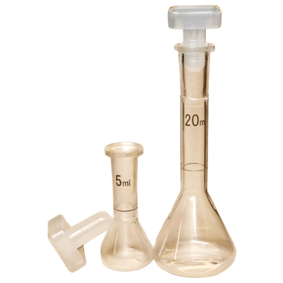 極小PMP製メスフラスコ PMPメスフラスコ5mL (PPフタ付)-テクノラボエスシィ株式会社